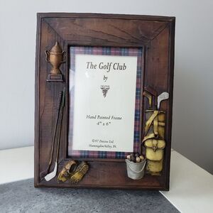 DEZINE THE GOLF CLUB GOLF THEMED PICTURE FRAME HAND PAINTED NEW